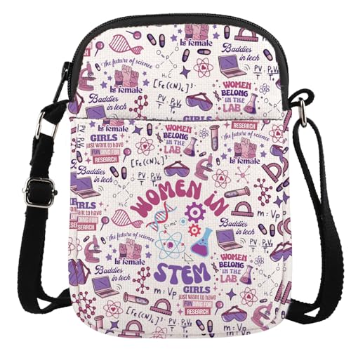 Bolsa tiracolo feminina na haste presente de cientista feminista presente feminino para professor presente de empoderamento feminino, Women in Stem Cr