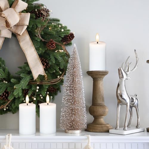 Image of Votive Candles Battery Operated, 6 PCS Real Wax White LED Votive Flemeless Candles with Remote Timer and Flickering 3D Flame, Pillar Candle for Home Wedding Party Decor(1.9 inch x 4.5 inch)