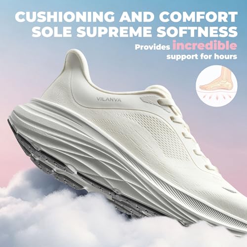 Image of Vilanva Women's Comfortable Walking Shoes Cushion Running Tennis Shoes Non-Slip Workout Gym Athletic Breathable Trendy Fashion Sneakers