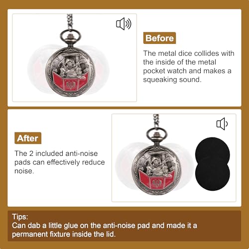 Image of Kabinka D&D Dice Set with Pocket Watch Shell, 7Pcs Polyhedral Dice Set, DND Dice with Necklace Perfect for Dungeons and Dragons Dice, RPG, Role Playing Dice Accessory (DM, Ancient Silver)
