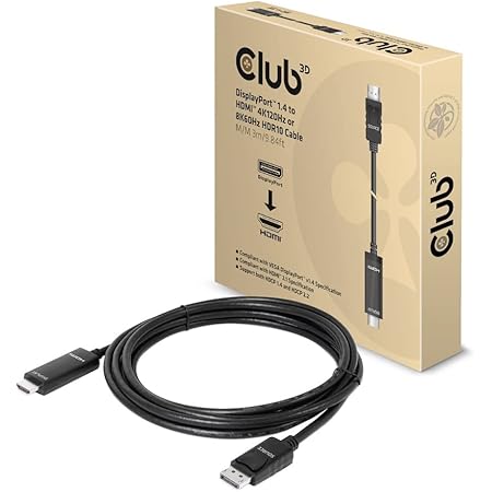 CLUB3D CAC-1087 DisplayPort 1.4 auf HDMI 4K120Hz oder 8K60Hz HDR10 Kabel 3m St./St.
