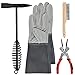 Worldity 4-Piece Welding Slag Removal Tool Set - 10 Inch Chipping Hammer with Coil Spring Handle, Multi-Functional Pliers, Wire Brush, Welding Gloves