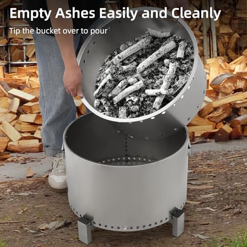 20.5in Low Smoke Outdoor Mini Fire, Stainless Steel Smokeless Fire Pit for Outdoor Use, Backyard Gatherings, Camping, and Picnics, Includes Fire Hook