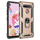 BestST Handyhülle für LG K51S + Bildschirmschutz, Cover für LG K51S hülle, 360 Grad Drehbar Ringhalter Handytasche Hülle für LG K51S Handy Hüllen,Gold