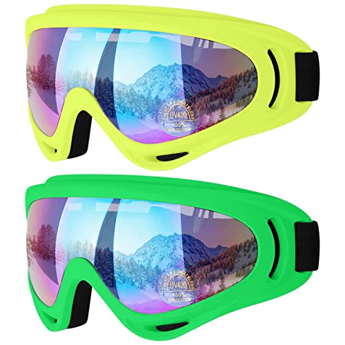Image of COOLOO Ski Goggles, 2 Pack Snow Goggles Snowboard Goggles for Men Women Kids - UV Protection Foam Anti-Scratch Dustproof