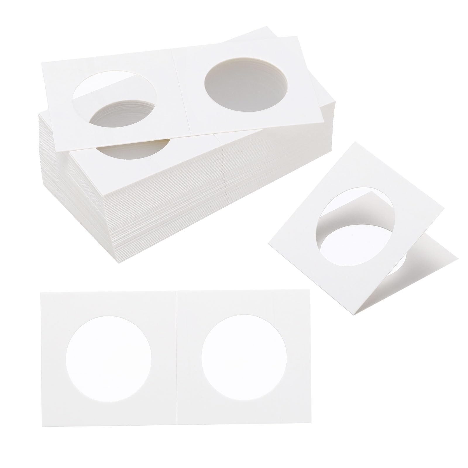 PATIKIL 2x2 Coin Flips, 250 Pack 31.5mm Cardboard Coin Holder Paper Coin Holders for Coin Collection Supplies Collector White