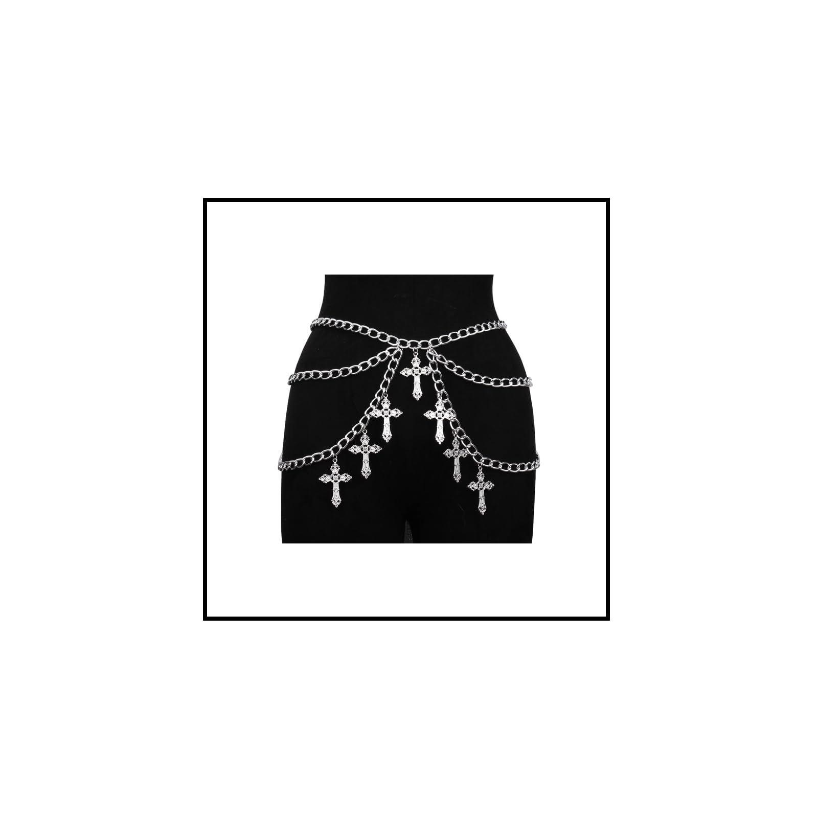 WloiscCross Waist Chain Belt - Punk Gothic Crossover Body Belly Chains Tassel for Women Girl