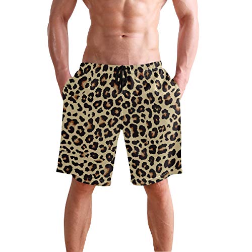 Mens Swim Trunks Leopard Beach Board Shorts Quick Dry Swim Shorts with Pockets2