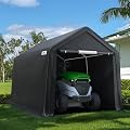 ADVANCE OUTDOOR 7x12 ft 2 Roll up Doors & Vents Outdoor Portable Storage Shelter Garage Tent Carport for Motorcycle ATV with Heavy Duty Metal Frame and Anti-UV Snow Resistant Waterproof Cover, Gray