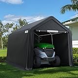 ADVANCE OUTDOOR 7x12 ft 2 Roll up Doors & Vents Outdoor Portable Storage Shelter Garage Tent Carport for Motorcycle ATV with Heavy Duty Metal Frame and Anti-UV Snow Resistant Waterproof Cover, Gray