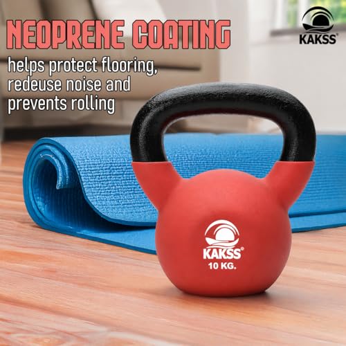 Image of Kakss neoprene Half Coating Red 10 kg Kettle Bell for Gym & Workout (Proudly Made in India)