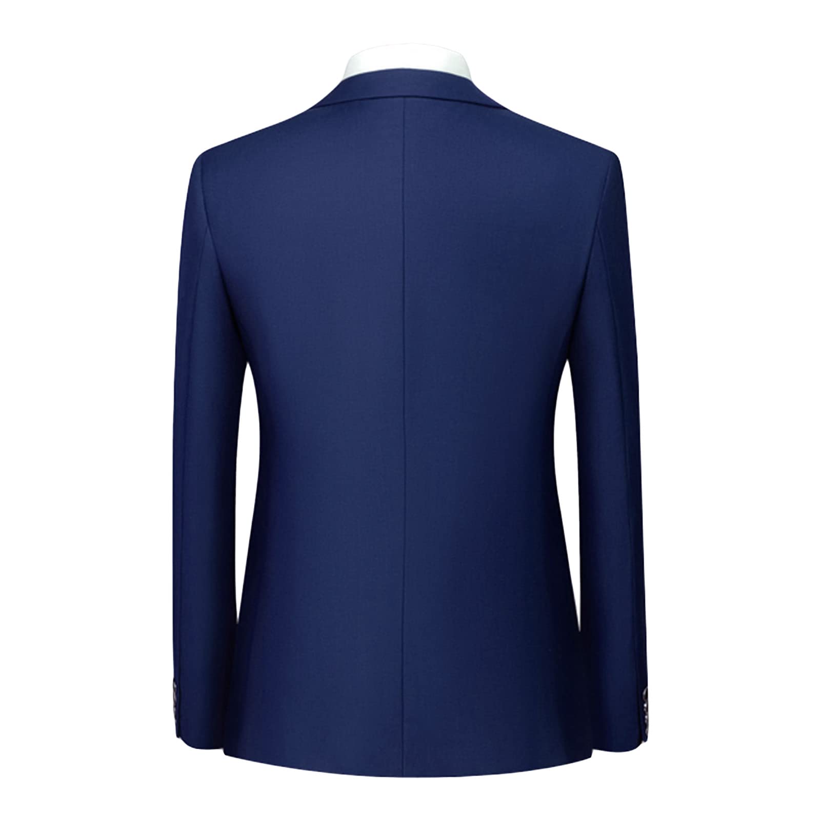 Men's 3 Piece Solid Color Suit Set Single Breasted Slim Fit Jacket Vest Pants Business Wedding Prom Blazer Sets (Dark Blue 1,4X-Large)