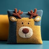WallustrioaW Kit De Coussin Avec Crochet À Loquet,Cerf Au Point Noué - Création De Tapis E...
