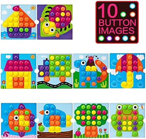 Kunmark Button Art Color Matching Mushrooms Nails Mosaic Pegboard Puzzle Games with 10 Templates, Fine Motor Skills Toys Preschool Educational Learning Toys Gift for Boys and Girls 2 51iG2yASvjL. AC
