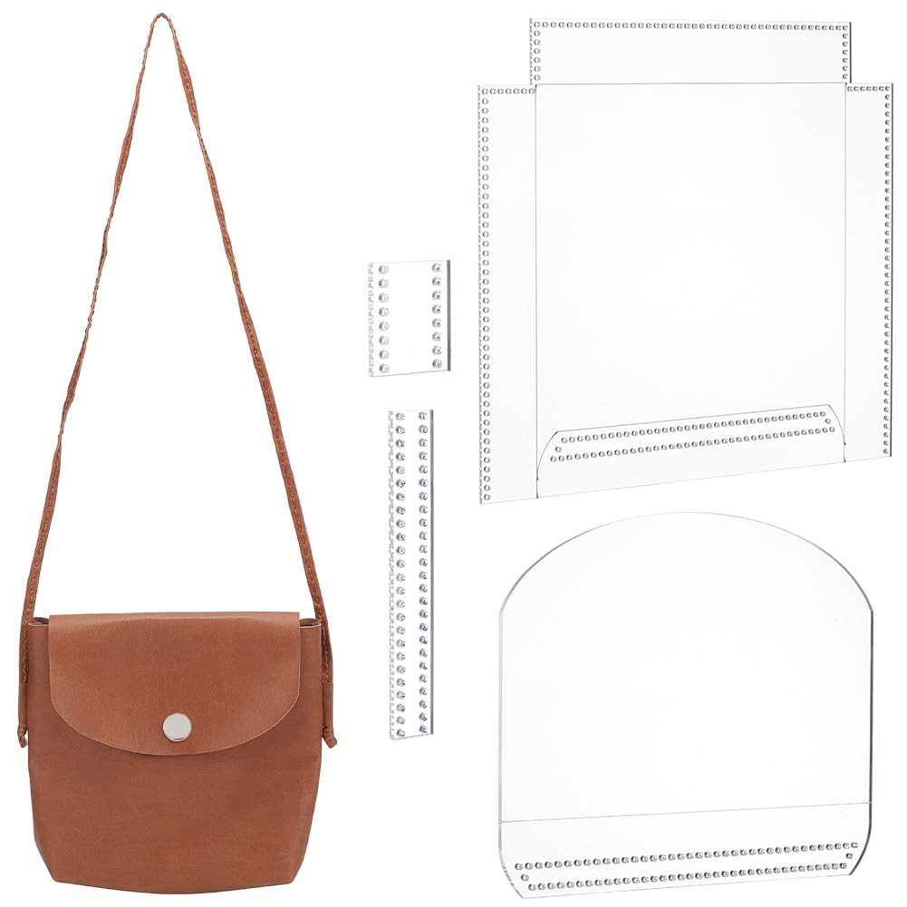 WEBEEDY Shoulder Bag Acrylic Template Clear Leather Sewing Pattern Stencil for Adults Beginners Reusable Bag Sewing Template Set Handmade Shoulder Bag Making Kit Leather Craft DIY Tool