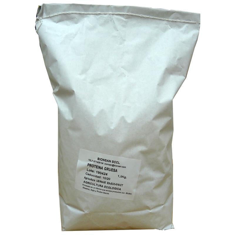 Proteína de Soja Texturizada Gruesa Granel Bio 1500 g, Ecológica, 100% soja, vegana, sin lactosa, sin huevo, sin azúcar, textura fina para recetas vegetales