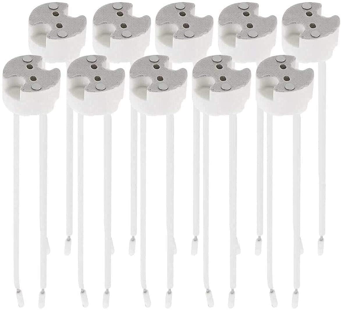 G4, GU5.3 Bi-Pin Ceramic Base Socket MR16, MR11 Halogen Incandescent LED Bulb Holder - Pack of 10