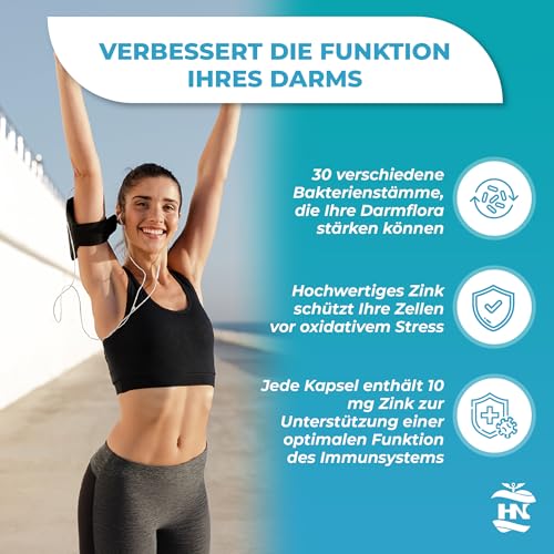 Intestinale Probiotika und Präbiotika 100 Milliarden CFU-30 Bakterienstämme probiotika darmsanierung mit Zink + Inulin zur Unterstützung des Immunsystems Probiotika für die Darmflora Aufbau (90) – Bild 6