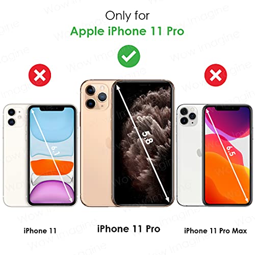Image of WOW IMAGINE Shock Proof Back Case Mobile Cover Compatible with Apple iPhone 11 Pro (5.8-inch) (Armor | Hybrid PC + TPU | Full Protection with Ring Holder Kickstand | Carbon Black)