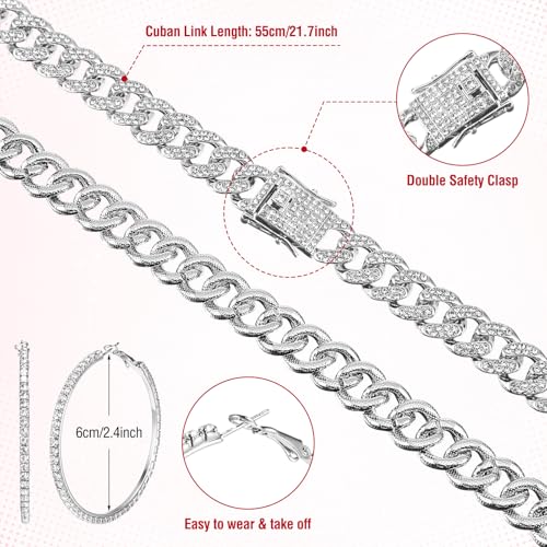 Image of Tisancy 4 Pcs Rhinestone Belt for Men Women Glitter Cowboy Hat Diamond Chain Earring Outfit for Party Supplies