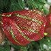 MEEDEE Red and Green Deco Mesh 10 Inch Roll Christmas Deco Mesh Metallic Red Mesh Ribbon with Metallic Green Stripes 10 Yards Christmas Mesh for Wreaths Christmas Mesh Ribbon for Christmas Tree