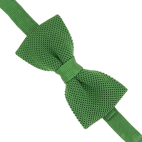 Noeud papillon tricot soie uni vert pour costume homme