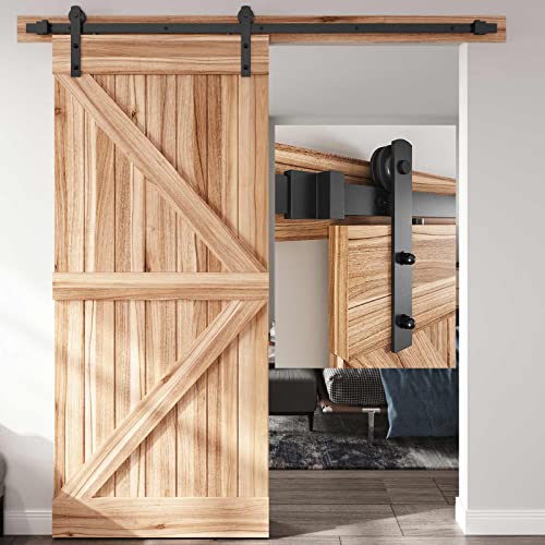 EaseLife 4 FT Sliding Barn Door Hardware Track Kit Smoothly Quietly Easy Install (4FT Track Kit for 24 Wide Single Door)