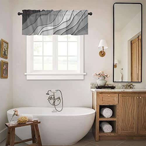 Risqiten Black Grey Ombre Valances For Windows, Kitchen Curtains Window Treatment Decor, Modern Geometric Abstract Aesthetic Cream Rod Pocket Short Window Valances For Living Room/Bedroom, 54" X 18" #TOP3