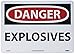 NMC D435AB OSHA Sign, Legend "DANGER - EXPLOSIVES", 14" Length x 10" Height, Aluminum, Black/Red on White