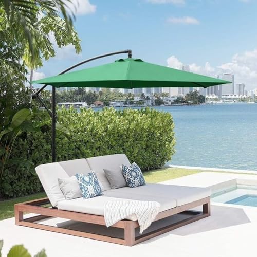 Image of THESHELTERS 10ft Side Pole Round Outdoor Garden Umbrella with Movable 60Kg Heavy Water Base Stand for Patio, Terrace, Cafe and Poolside | Waterproof Big Size Outdoor Umbrella