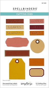 Spellbinders S4-1485 Documenting Labels Etched Dies from The Autumn Archives Collection by Kelly Bangs