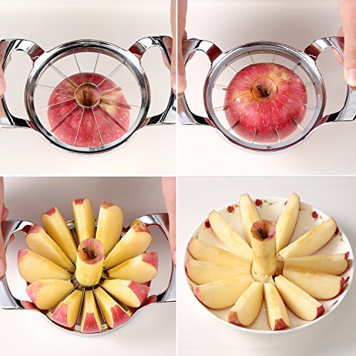 SAVORLIVING Apple Slicer, Upgraded Version with 12 Blades, Extra Large Stainless Steel, Ultra Sharp Apple Slicer, Pitter, Divider for up to 4" Apples Update Silver - Image 6