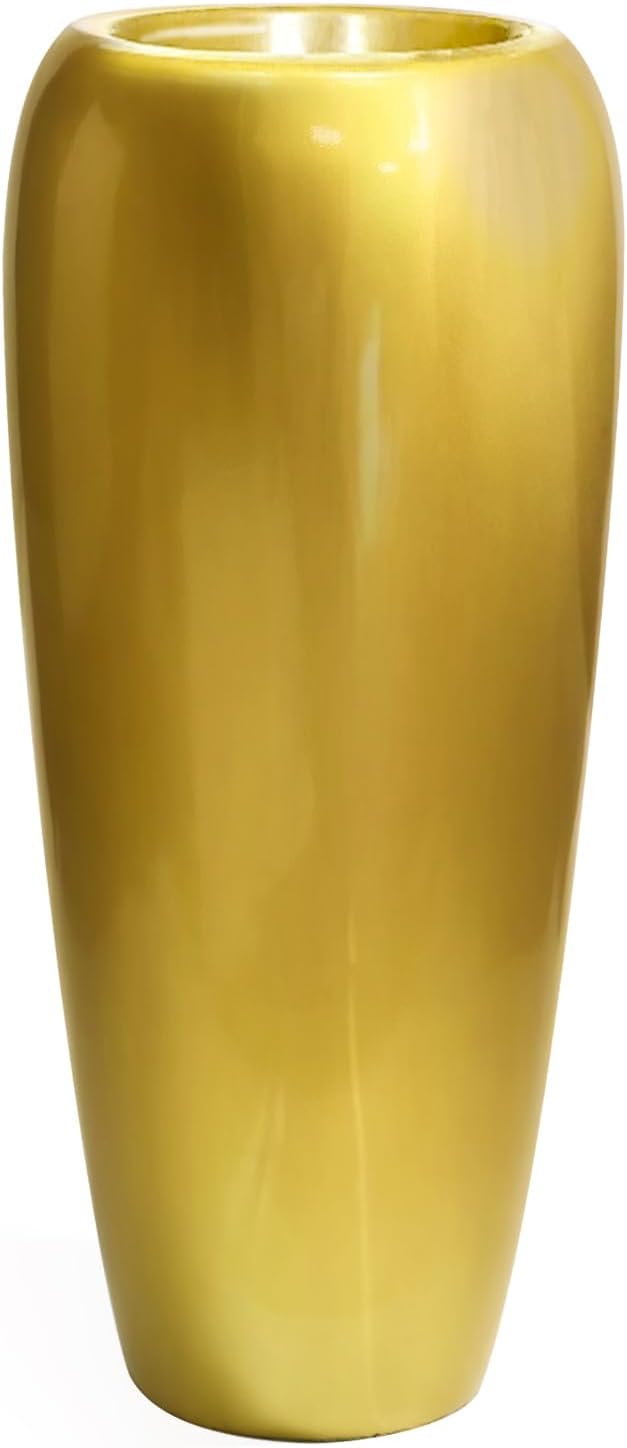 35.4 Inch Tall Planter, Large Modern Pot, Gold Floor Resin Planter Pot for Indoor Outdoor Garden Plant, Tree, Modern Flower Pot (Gold)