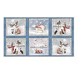 QT Fabrics Digital Woodland Buddies Picture Patches 24' Panel Chambray, Fabric