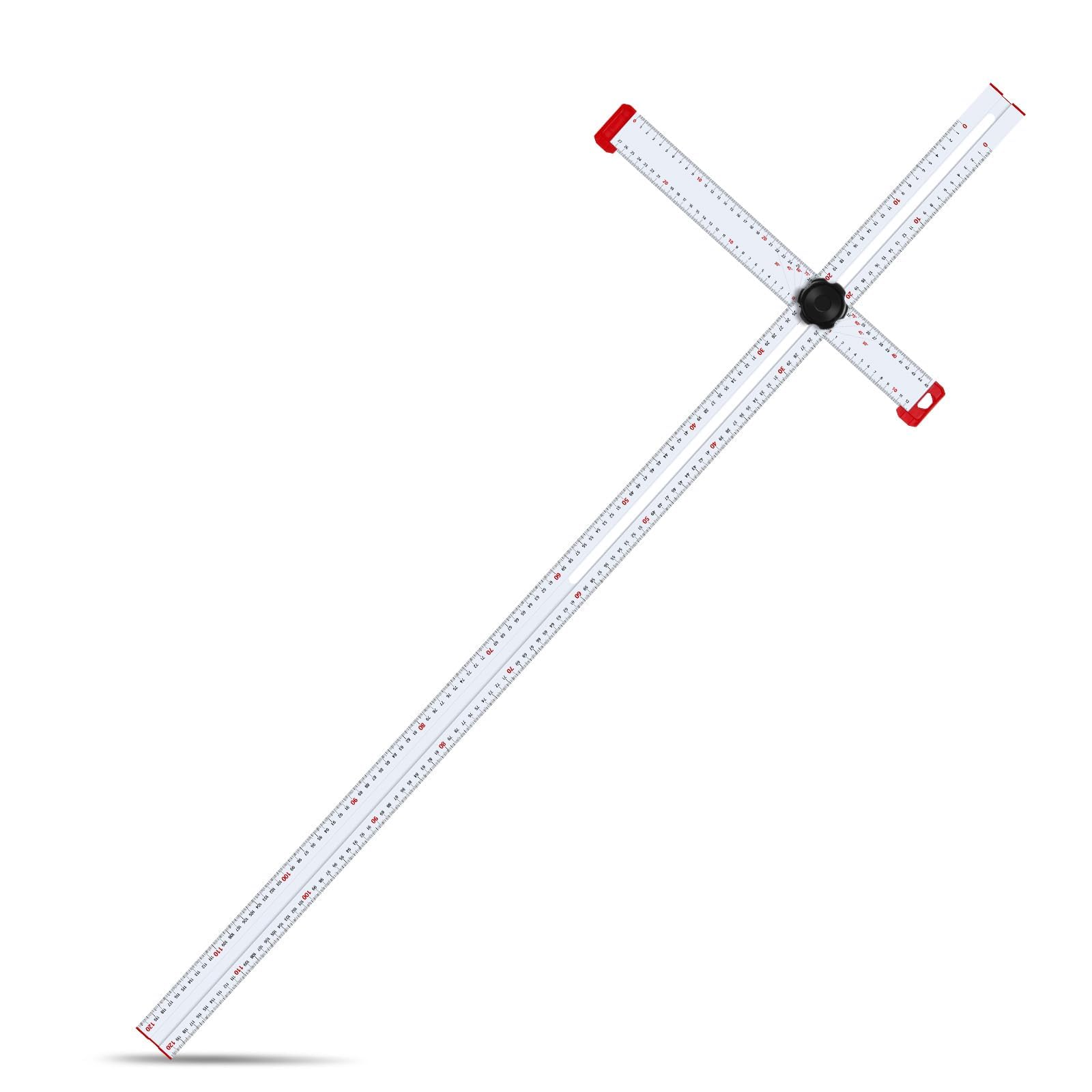 PENGZHAN - Adjustable Drywall T-Square Tool - Aluminum - for Layout and Marking - Features Sliding Head and Dual Directional Printed Scale - 48 Inch(120cm)