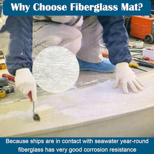 Image of Fiberglass Mat, 3.5 Yards X 41 inch Wide Fiberglass Chopped Strand Mat, Strong Repair Function- Suit for Surfaces and Reinforces Repairs