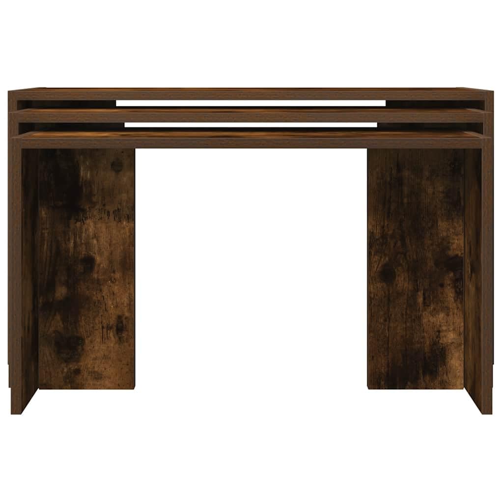 Stoły Stackable 3 szt. Sklejka Dąb Dym