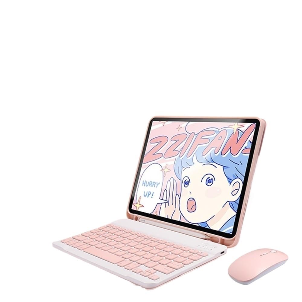 Étui clavier iPad Pro 13 2024 XYAL avec coque TPU, porte-crayon et souris rose