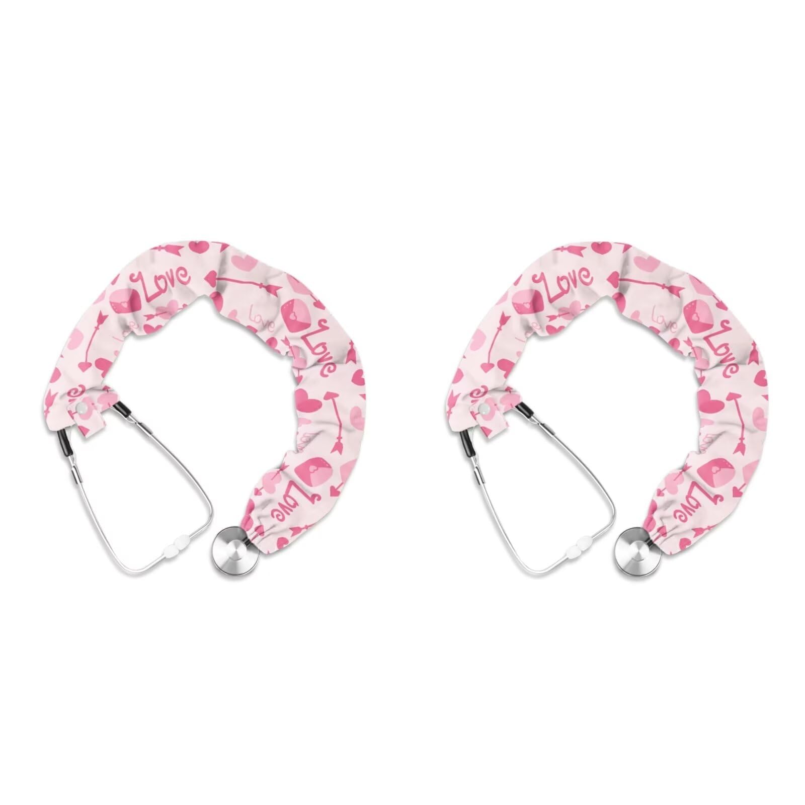 Luarisgur Stethoscope Sleeve Pink Love Stethoscope Covers for Nurses Pattern Nurse Stethoscope Accessories 2 Pack Soft Stethoscope Protective Cover