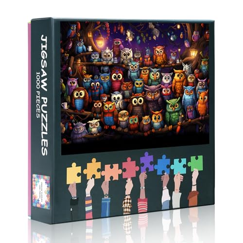 Jigsaw Puzzles 1000 Pieces for Adults - Owls in Moonlit Forest, Nocturnal Woodland Art, Animal Coolest Adult Puzzles, Challenging 1000-Piece Jigsaw Puzzle for Adults, 19.7x27.5 in