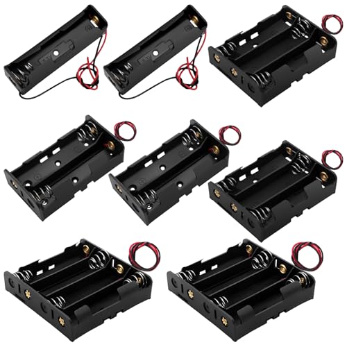 Wcawnlt 8 unidades 3,7 V 18650 soporte para batería 1/2/3/4 X2 compartimento para batería carcasa con cable de conexión para proyectos electrónicos DIY reparación y alimentación