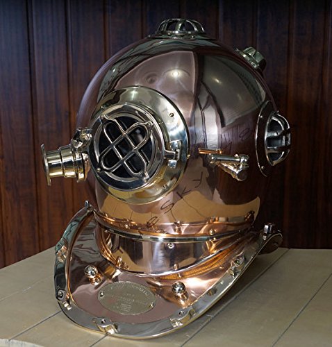 NauticalMart Marine DEEP SEA Divers Diving Helmet US Navy Mark V Copper Brass Diving Helmet