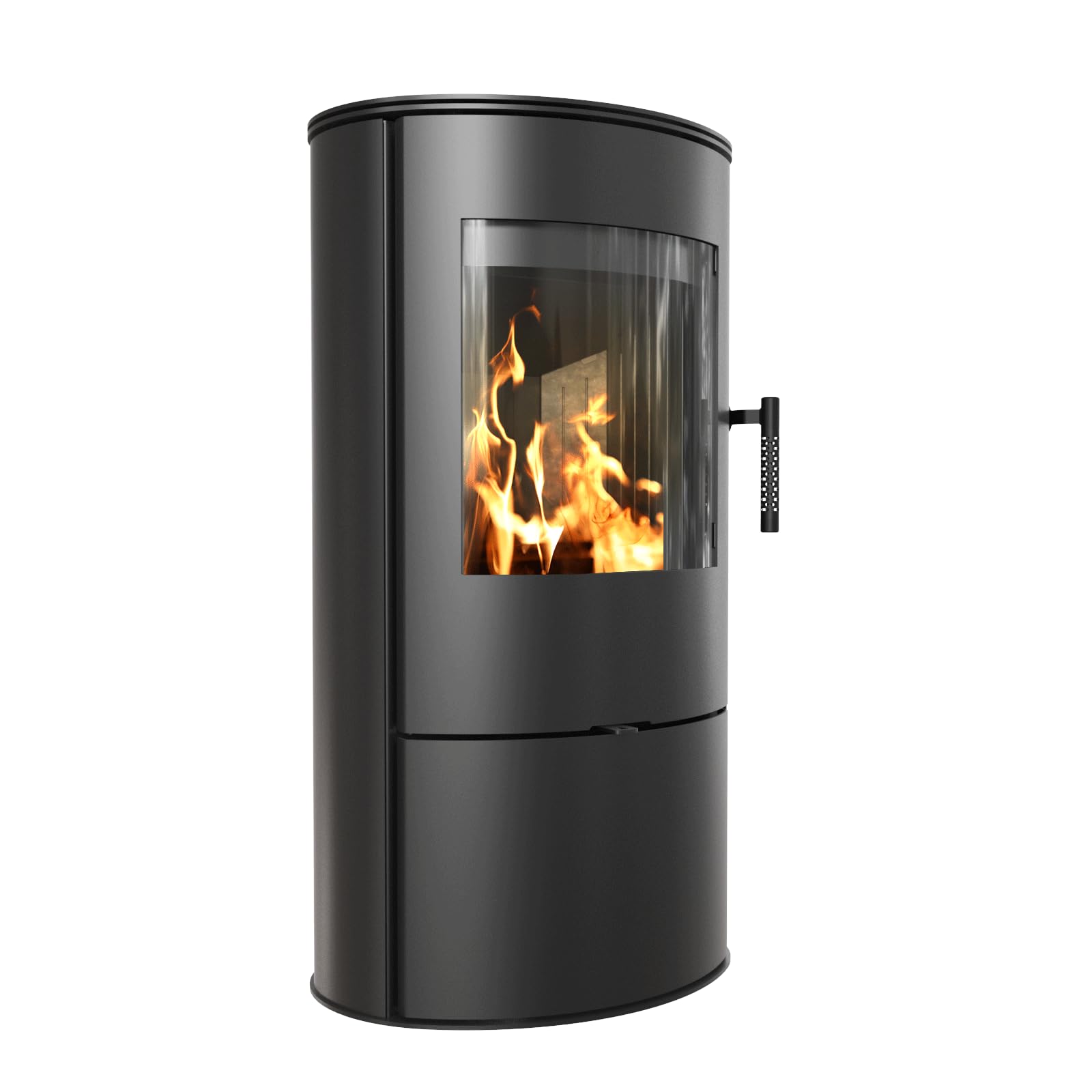 KRATKI Stufa a legna in acciaio ROLLO 7 kW Ø150 A Ecodesign alta efficienza | Acciaio nero, efficienza 80,1%, classe A. Ecodesign, BImSchV 2; per recupero calore.; combustione efficiente; basse emissioni