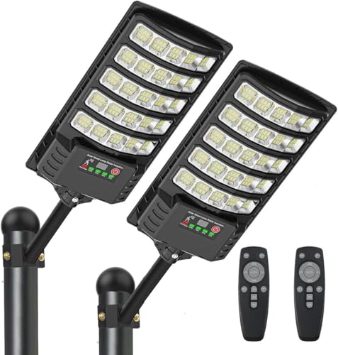 SENDALE Farolas Solares Exterior 2 Paquetes,6500K Focos Solar LED Jardín con Sensor con Control Remoto,IP66 Impermeable Luz Solar Exterior Sensor de Movimiento Lampara Solar Jardín para Garage Pati