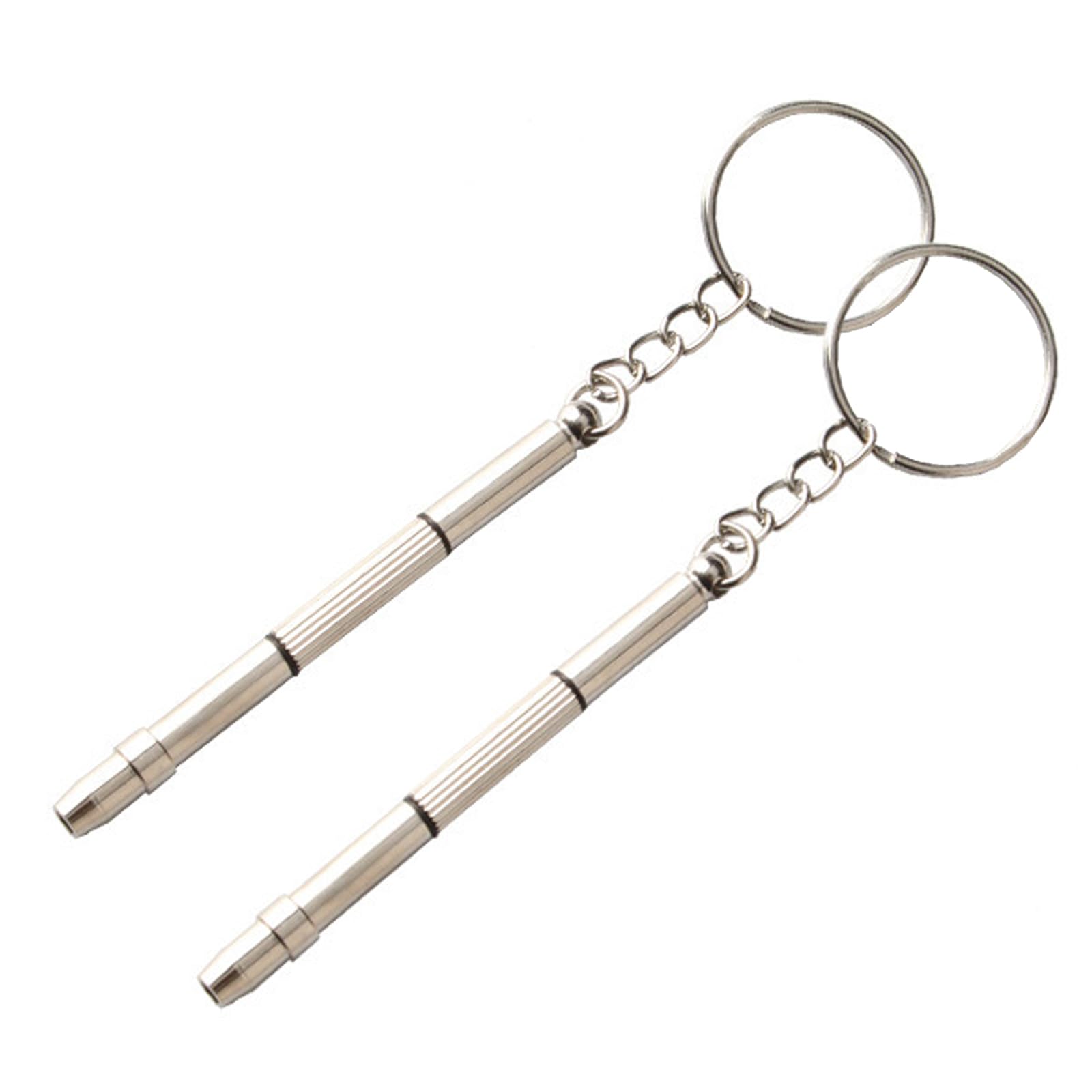 FineGood 4in1 精密ミニスクリュードライバー（2 個セット）キーホルダー付きで持ち運びが簡単。メガネ、携帯電話、時計などの精密ネジの修理に適しており，4 種類の一般的なドライバービットを 1 セットに収めており、メガネのネジ締めや電子機器の分解などの DIY 修理にも対応できます。