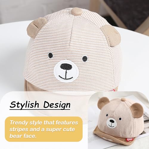Soft Cotton Hat for Baby Boy Girl, Cute Bear Baseball Caps for Toddler Little Boys Girls Spring Summer Sun Hat3