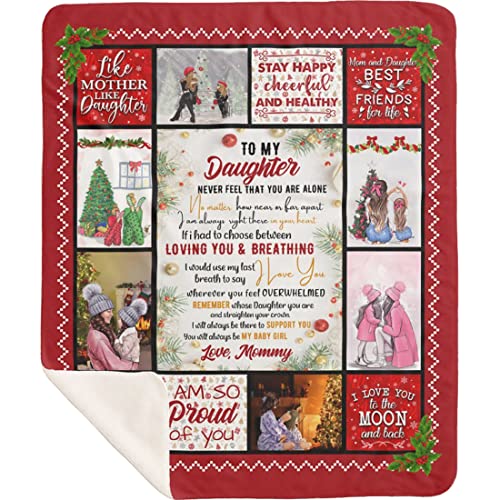 Personalized Daughter Blanket to My Daughter Everyday That You're not with Me I Think of You. Gift for Girl from Mom, Dad for Birthday Christmas Graduation (Christmas Mom, Sherpa)