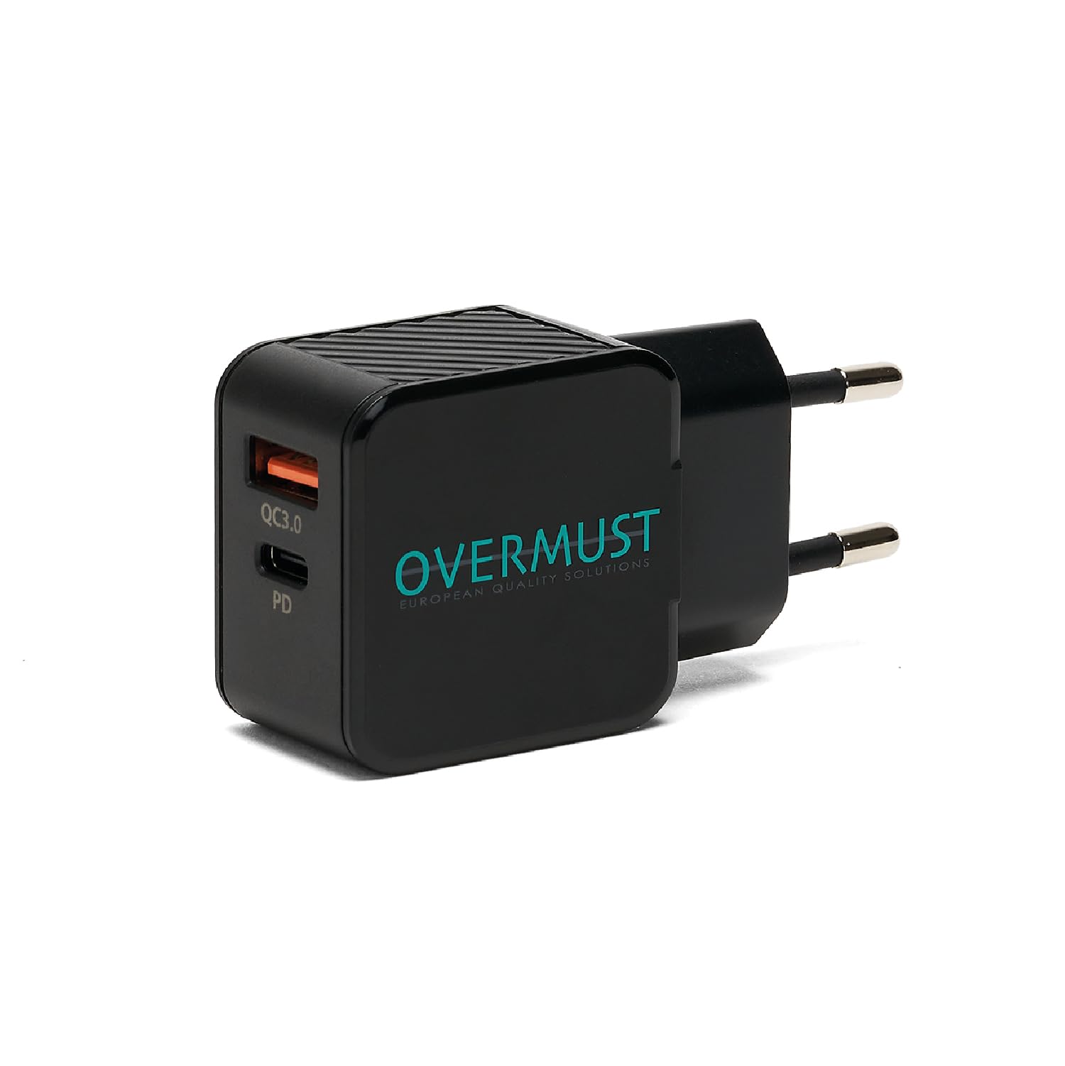 OVERMUST 25W Wall Charger - 25W Charger with USB-C PD e USB-A QC 3.0 Outputs to recharge iPhone 14, 13, 12 Pro Max, Samsung, Huawei, iPad, AirPods etc