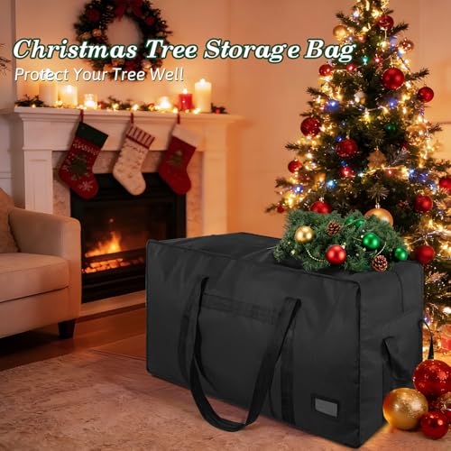 Image of 3FT /4FT /4.5 FT Christmas Tree Storage Bag, Heavy Duty Christmas Tree Bag with Reinforced Handles and Dual Zippers Wide Opening, Large Capacity fits for Artificial Christmas Tree, Black