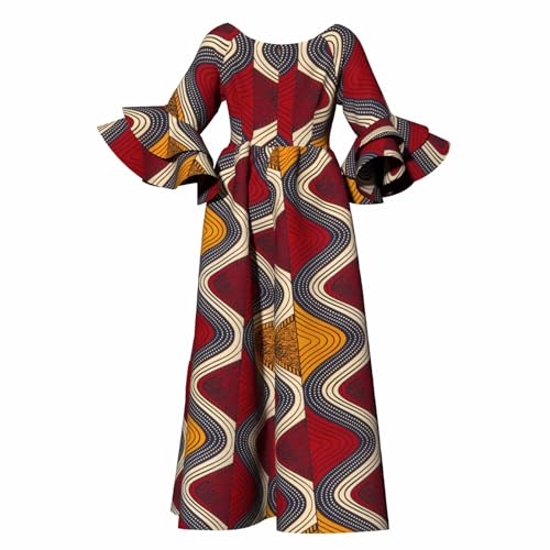 Image of iooiooi Womens African Print Party Maxi Dress Tradition Dashiki Ankara Long Dress & Headwrap